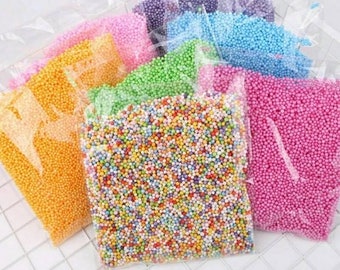 Kostenloser Versand! 1 Tasche ! DIY Schnee Schlamm Partikel Zubehör Slime Balls Kleine winzige Schaumstoff Perlen für Floam Füllstoff für DIY Zubehör 2-4mm