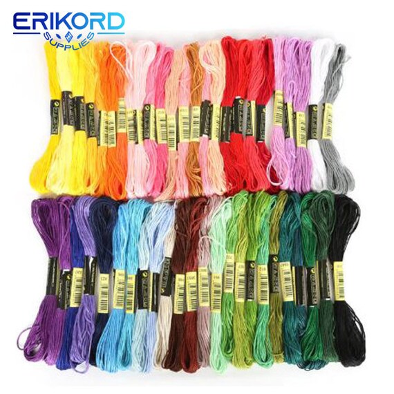 HERCHR 100 Pezzi di Filo da Ricamo Premium, Colori Dell'arcobaleno Filo da Ricamo Fili per Punto Croce Filo da Ricamo in Cotone Filo Colorato per Punto Croce Set di Fili da Ricamo