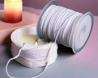 Handmade Cotton Candle Wick with 24 Strands 61m Length for DIY Candle Making with Wax Core Candle Accessories Lamp Wick Candle Making Kit