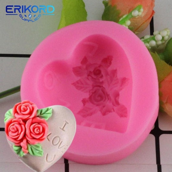Valentine's Day Heart Silicone Mold Rose Flowers DIY Fondant Soap Making  Chocolate Mould Handmade Candle Polymer Clay Molds Tool
