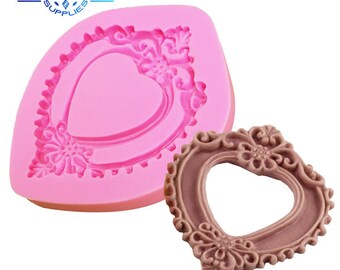 1pcs Heart Shape Frame Modelling for the Baby Shower Favour Gifts Silicone Mold Cake Decorating Tools Chocolate Candy Fondant Making Molds