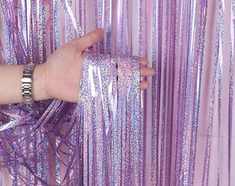 Metallic Klatergoud Folie Fringe Gordijn Folie Gordijn Decoratie voor bruiloft Verjaardagsfeestje Vrijgezellenfeest Vakantiefeest Muur Foto Zone Achtergrond