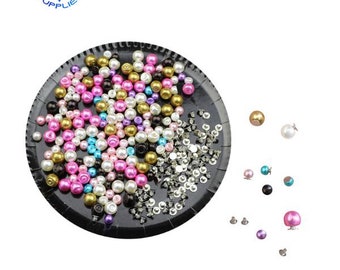 50 Sets 6mm/8mm Color Imitation Pearl Rivets Studs DIY Wedding Decor Rivet Pearls Garment Leather Shoes Accessories Beads Spikes