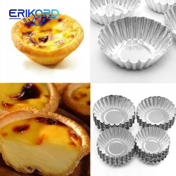 10 Stück Antihaft-Welligkeit Aluminiumlegierung Ei Tart Form Blumenform Wiederverwendbare Cupcake und Muffin Backtasse Törtchen Pan Herstellung Schokoladenpudding