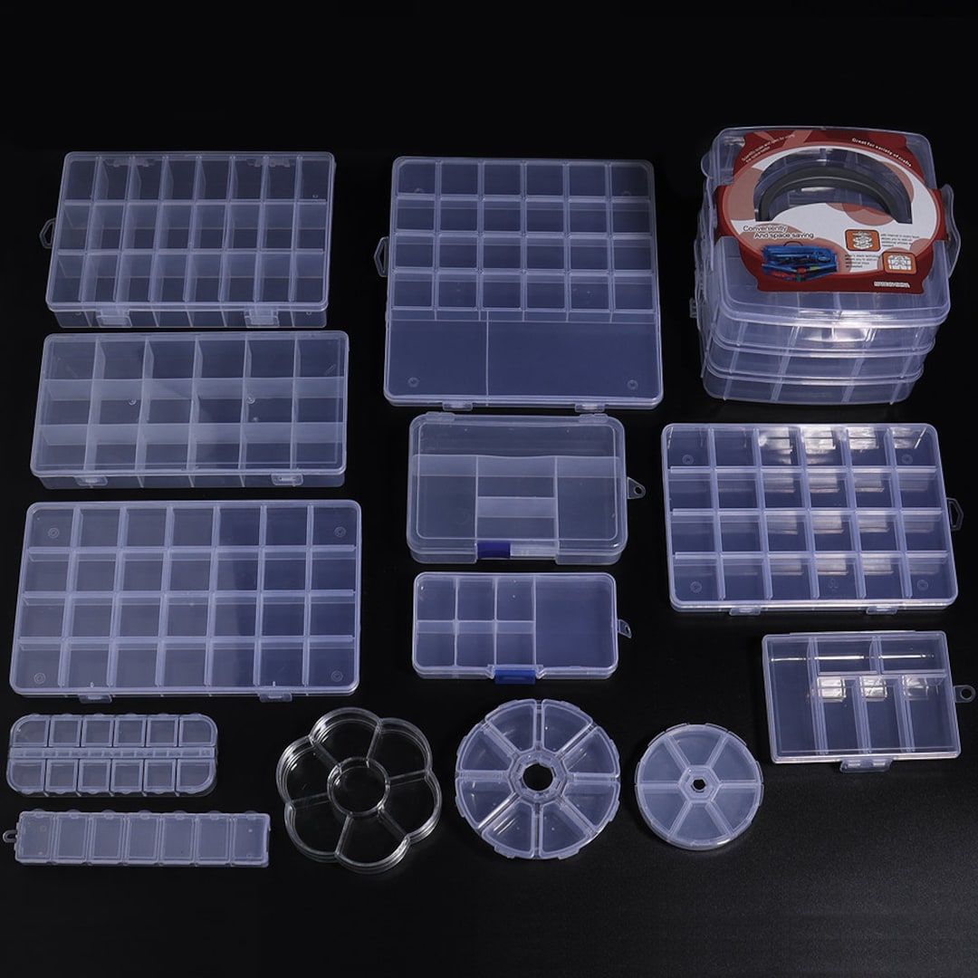 Adjustable Craft Organizer Plastic Jewelry Boxes for Beads Bracelets ...