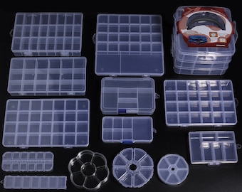 Organizador artesanal ajustable Cajas de joyería de plástico para pulseras de cuentas Solución de almacenamiento conveniente Contenedor de almacenamiento de cuentas Caja de plástico transparente