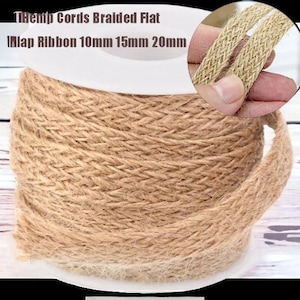 5 m 10 mm 15 mm 20 mm 麻紐 編み込み 平ら 黄麻布リボン 自然 ジュートロープ より糸 DIY 素朴なウェディングデコレーションリボン 工芸品 ジュートストラップリボン