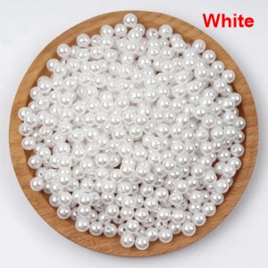 3/4/5/6/8/10/12-30 mm avec des perles de vêtement trouées Perles d'imitation acryliques pour bricolage couture décoration de vêtements artisanat fait main accessoires White