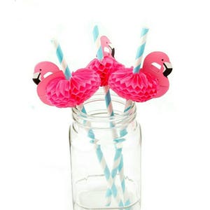 25 Pack! Flamingo Paper Drinking Straws Wedding Decoration Birthday Flamingo Party Straws Hawaiian Party Decoration Summer Party Favour