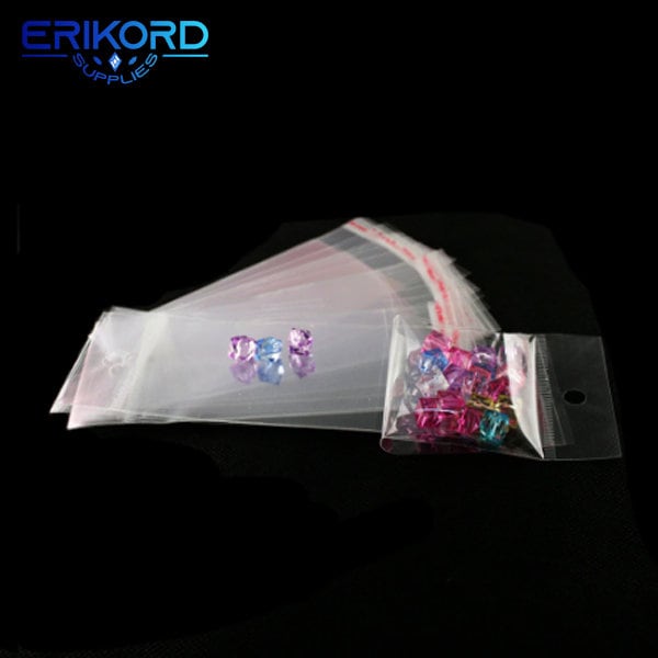 100 Pcs Transparent Self Adhesive Seal Plastic Storage Bag OPP Poly Pack  Bag With Hang Hole Retail Packaging Pouch 