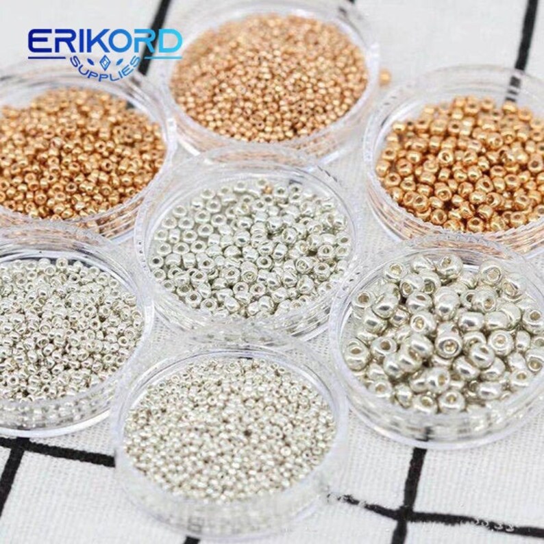 10g Multi Size Metal Color Glass Seed Beads Golden Plated Spacer Czech Glass Beads for Jewelry Bracelet Necklace Making DIY Accessory