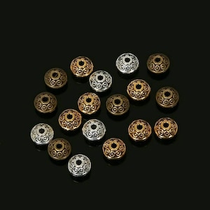 6mm 100pcs Mix Antique Silver/Gold/Bronze Plated Spacer Bead Findings Cone Pattern Metal Loose DIY Beads for Jewelry Making Free Shipping image 2