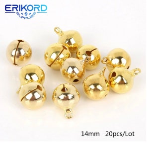20/25/40/80/100Pcs 6mm/8mm/10mm/12mm/14mm Gold Copper Loose Beads Small Jingle Bells Merry Xmas Christmas Tree Decoration Ornament Home 画像 6
