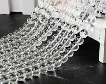 4/6/8/10/12mm Glass Beads Transparent Glass Beads Clear Glass Beads Round Bead Strand Crystal Clear Beads 8mm Beads 10mm Beads 15" Strand
