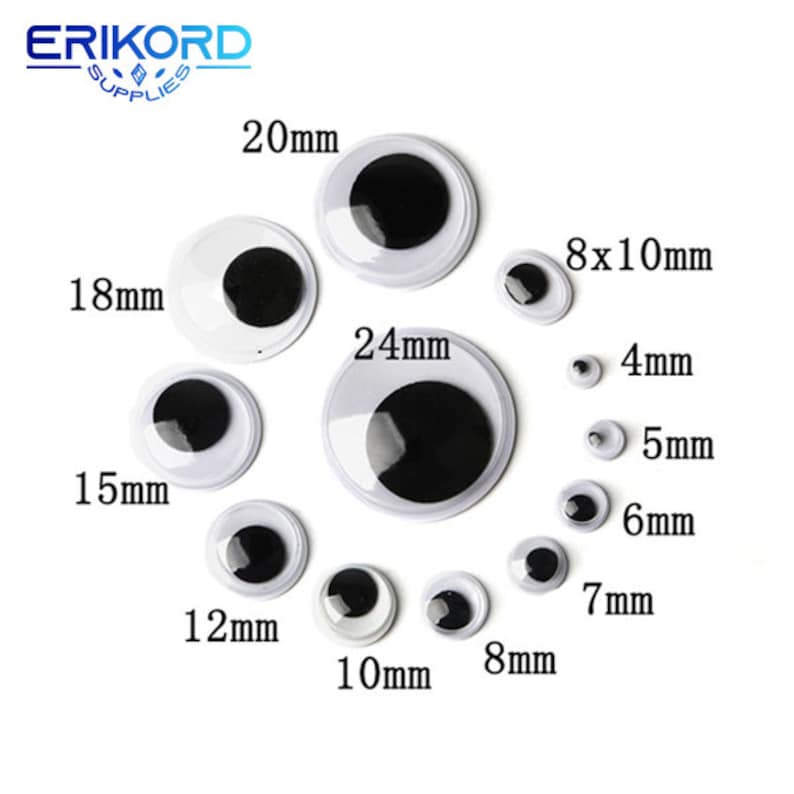 4-24MM Mixed Googly Eyes DIY Craft Supplies Self-adhesive Wiggly Eyeballs Children Hand Scrapbooking Arts Decor Eyes For Toys