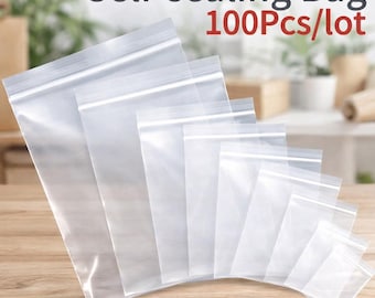 6 Size 100Pcs Heavy Duty Clear Plastic Zip Bags Small Zipper Pouches Transparent Reclosable Vacuum Storage Bag