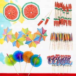20/30 / 50 stücke Kreative Wassermelone Papier Regenschirm Kuchen Topper Cocktail Vorspeisen Trinken Obst Picks Cupcake Toppers für Tropical Party Decor