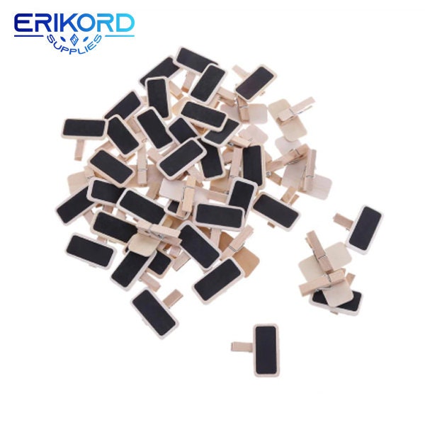 20Pcs Mini Blackboard Wooden Clips DIY Party Home Decor Craft Arts Mark Chalkboards Small Clamps Memo Paper Bookmark Photo Clips