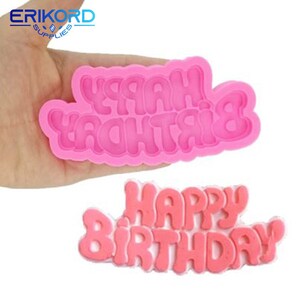 Diy feliz aniversário forma sugarcraft moldes de silicone carta gumpaste chocolate fondant ferramentas de decoração do bolo de silicone molde