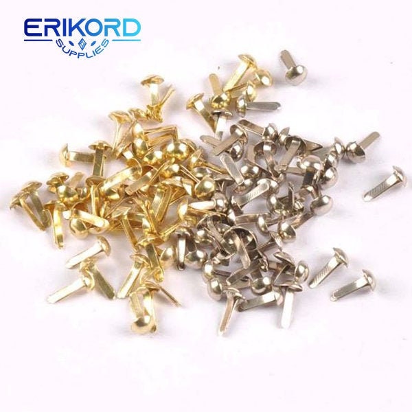 Paper Fastener 200PCS Golden Round Metal Fasteners Split Pins for Paper  Craft DIY Stamping Scrapbooking Round Brads 