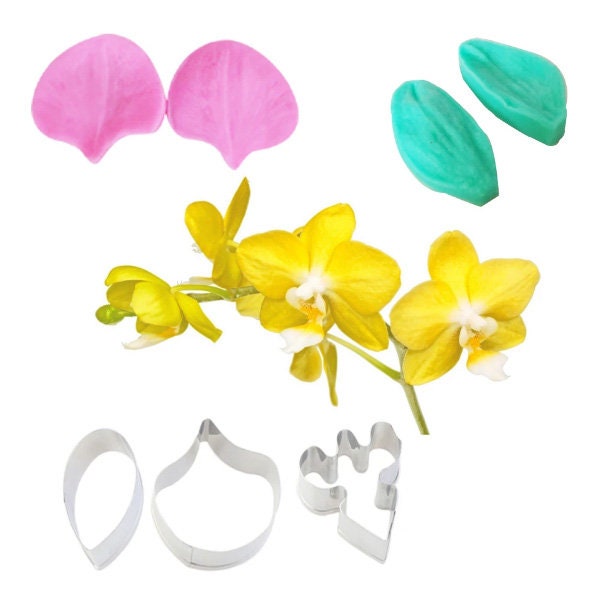 3D Phalaenopsis Orchid Silicone Mold and Cutter Fondant Mould Cake Decorating Tools Gumpaste Candy Sugarcraft Chocolate Mold Cake Tools