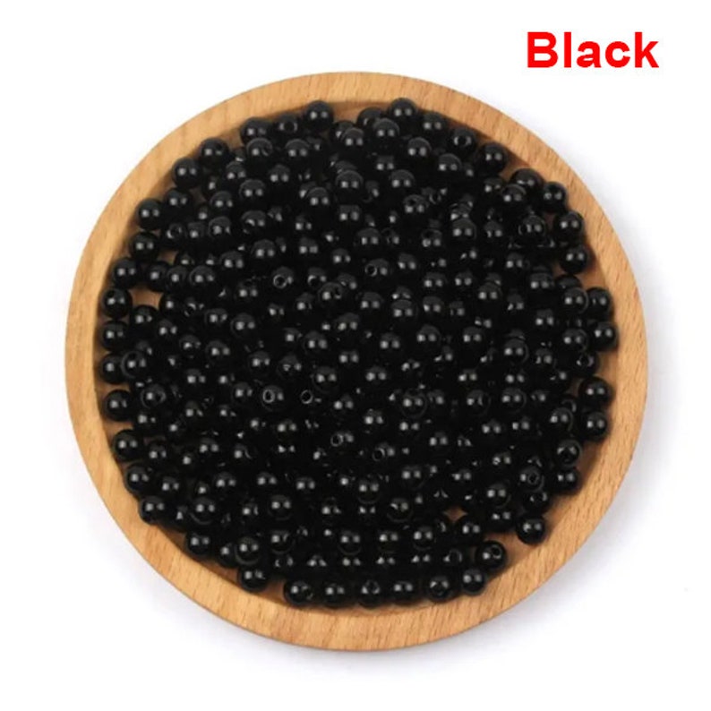 3/4/5/6/8/10/12-30 mm avec des perles de vêtement trouées Perles d'imitation acryliques pour bricolage couture décoration de vêtements artisanat fait main accessoires Black