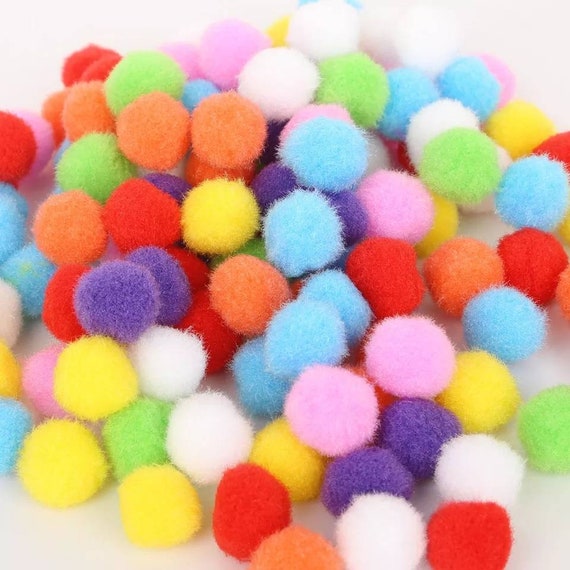 100Pcs 25mm Small Pom Poms Craft Supplies Coloured Pompoms DIY