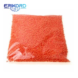 May include: A clear plastic bag filled with bright orange foam balls. The bag is sealed and ready to be used for sensory play or crafts.