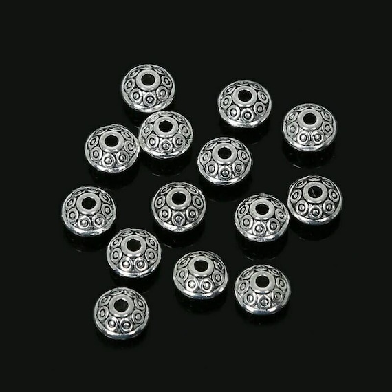 100 Cuentas Espaciadoras De Plata Antigua De 6 Mm De April Ya, Estilo
