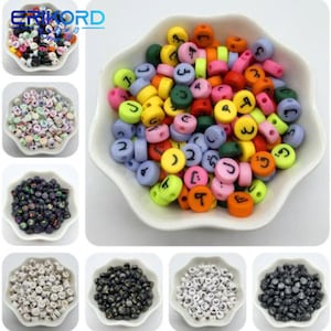100 pçs/lote 7mm acrílico espaçado contas forma oval alfabeto árabe contas para fazer jóias diy artesanal encantos pulseira moda contas