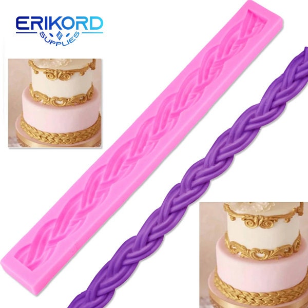 3D Long Rope Cake Border Silicone Mold Fondant Cake Decorating Tools Gumpaste Chocolate Moulds Flexible and Durable Cake Border Decorations