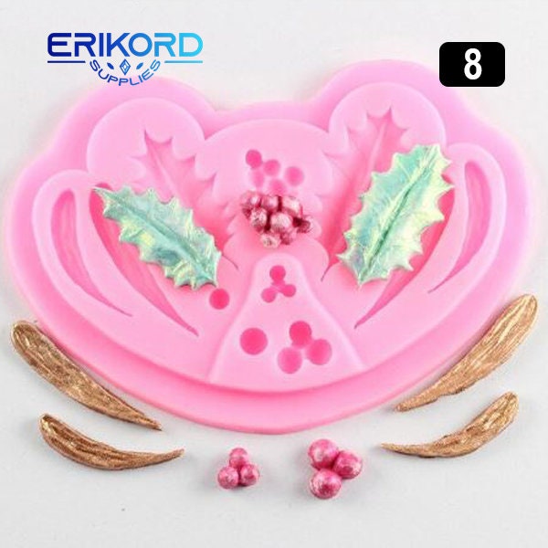 Cestony Stampi In Silicone Per Torte – Foglie Di Agrifoglio E Pigne, Per Fondente, Cioccolato, Biscotti E Decorazioni Natalizie - 4