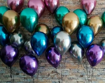 12 inch! 10pcs Metallic Balloon Wedding Ballons Happy Birthday Balloon Latex Metal Chrome Balloons Air Balon Helium Balloon Number DIY Party