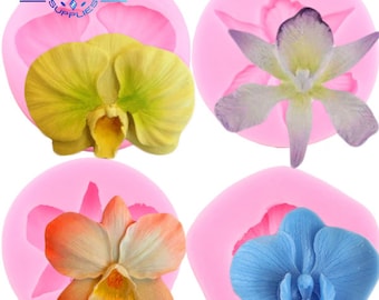 3D Orchid Silicone Mold DIY Wedding Flower Cupcake Topper Fondant Cake Decorating Tools Candy Clay Chocolate Soap Resin Moulds Baking Mould