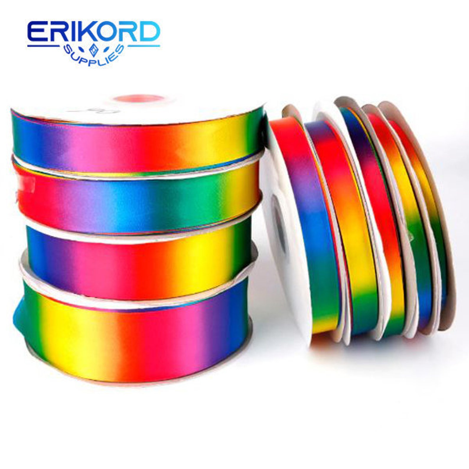 5 Yard 6/10/12/15/20/25/30/40/50mm Rainbow Color Satin Polyester Cotton ...