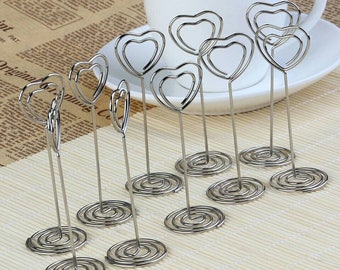 10pcs Place Card Holder Heart Shape Wedding Party Favor Clips Holder Table Number Stand Stainless Steel Free Shipping Worldwide