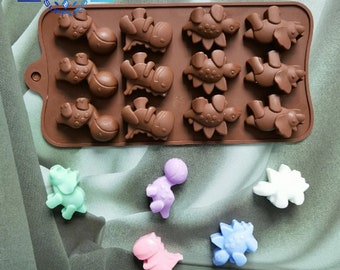 Silicone Chocolate Mold Cartoon Animal Bear Dinosaur Chocolate Candy Ice Cubes Childrens Food Supplement Party Baking Tool Resin Clay Moulds