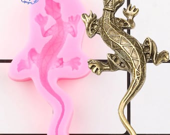 Gecko Lizard Silicone Molds DIY Cake Decorating Tools Polymer Clay Candy Chocolate Gumpaste Mold Cupcake Topper Fondant Moulds