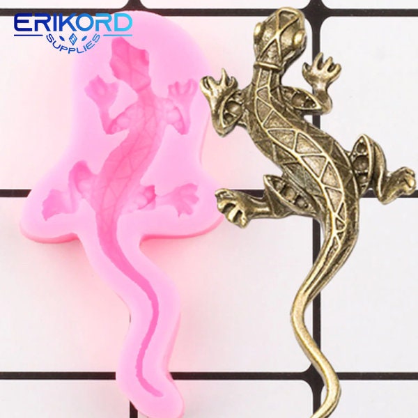 Gecko Lizard Silicone Molds DIY Cake Decorating Tools Polymer Clay Candy Chocolate Gumpaste Mold Cupcake Topper Fondant Moulds