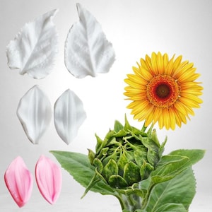 Stampo in silicone di girasole in 3 stili per decorazione di torte fondente Gumpaste Venatrici di fiori di cioccolato Strumenti per pasta di zucchero Argilla Acqua Carta Decorazioni per torte