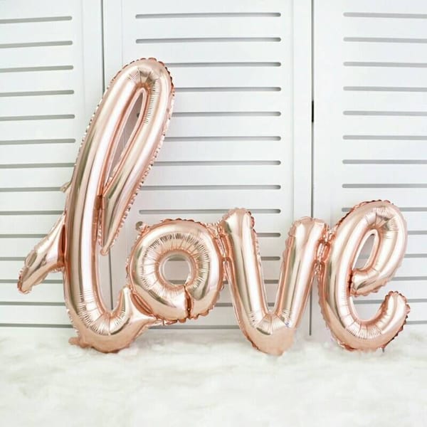 Huge Love Script Foil Balloon 40"- Rose Gold Balloons Love Balloons Bachelorette Party Wedding Decoration Ideas Bridal Shower Balloon Globos