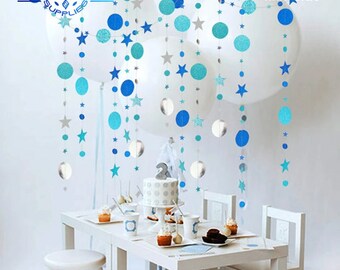4M Paper Star Round Garland Banner Adult Birthday Party Decorations Kids Boy Girl Baby Shower Hanging Curtain DIY Wedding Engagement Decor