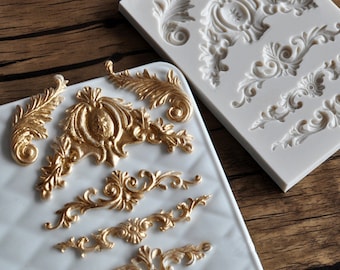 Vintage European Silicone Cake Mold Baroque Scroll Relief Photo Frame Decorative Border Fondant Sugarcraft and Chocolate Decor Baking Tools