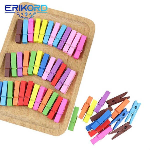 50PCS Colorato Mini Pinze di Legno FAI DA TE Decorazione Della Casa Del Mestiere Arti Clip Carino Piccoli Morsetti Per Carta Memo Segnalibro foto clip