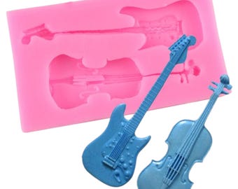 Formy silikonowe do lukru plastycznego na skrzypce i gitarę Narzędzia do dekoracji ciast Pieczenie w kuchni Glina cukrowa Formy do babeczek z czekoladą i gumą cukrową