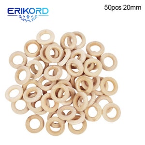 Bagues en bois massif non finies 20/30/40/50/60/70/80 mm Bague en bois naturel pour macramé Artisanat bricolage cerceaux en bois Ornements Connecteurs Fabrication de bijoux 50PCS 20mm