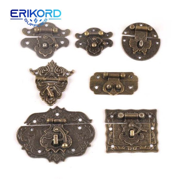 2pcs Latch Buckle Horn Hasp Padlock Clasp Alloy Hook w/screw Wood Jewelry  Box Toggle Lock Antique Bronze/Gold 29 * 33mm Hardware - (Color: Gold) 