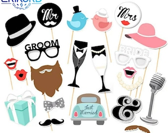 Wedding Photo Booth Props Printable Glitter Wedding Party - Etsy