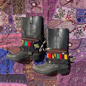 Patchwork boho hippie western festival Rasta girl boot covers