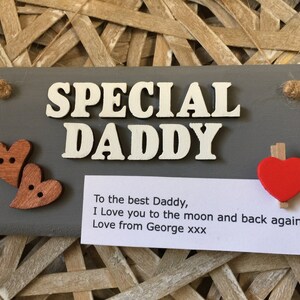 A medida PERSONALIZADO DAD Daddy Pad Dad Placa de madera y mensaje Regalo de Navidad de cumpleaños Hecho a mano pintado a mano